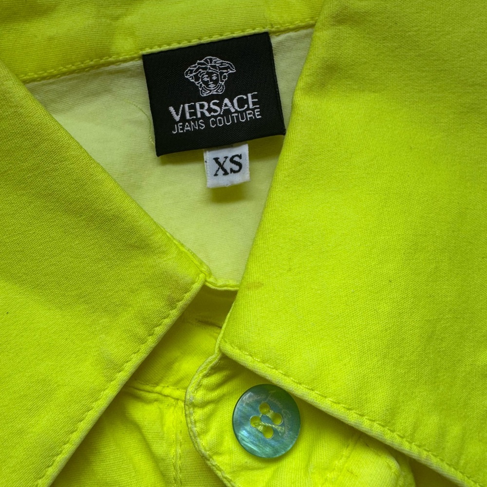 VERSACE Neon Yellow Button Up XS - Picture 2 of 5